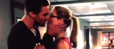 Oliver and Felicity share a kiss in the new TV spot